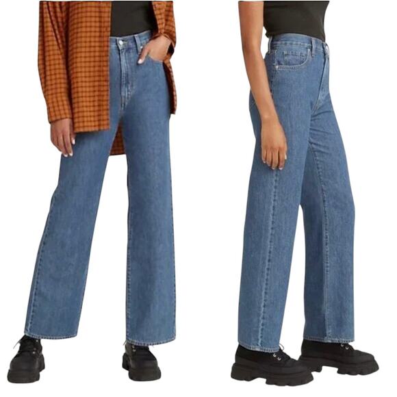 Levi's Blue High Waisted Straight Leg Jeans - Picture 1 of 11